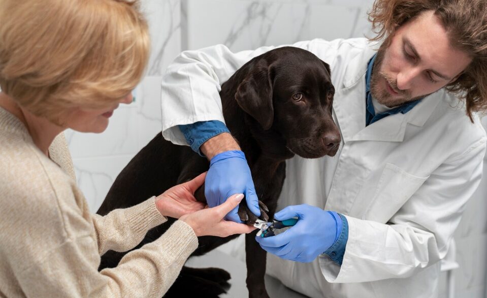 a person clipping dog’s nails