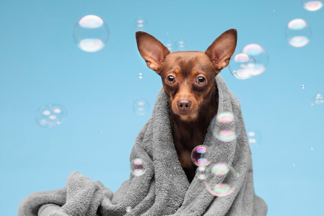 Dog after a bath 