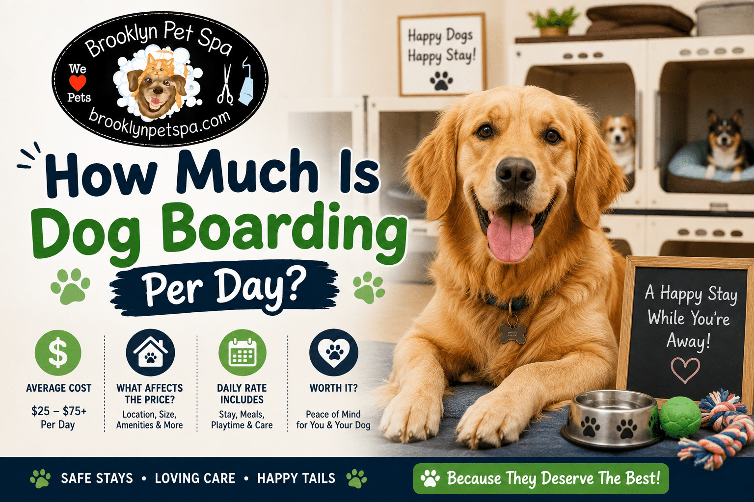 Read more about the article How Much Is Dog Boarding Per Day? A Brooklyn Pet Parent’s Pricing Guide